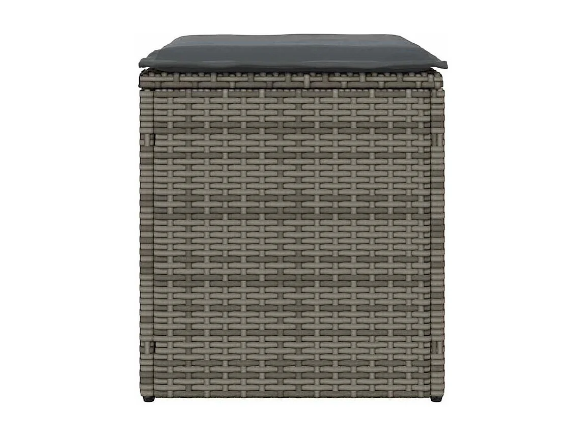 Tabourets jardin coussins lot de 2 gris 40x40x43 poly rotin