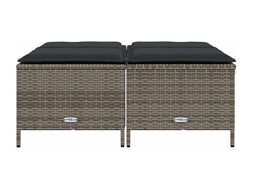 Tabourets de jardin avec coussins lot de 4 gris résine tressée