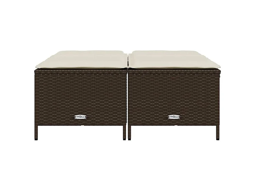 Tabourets de jardin avec coussins lot de 4 marron poly rotin