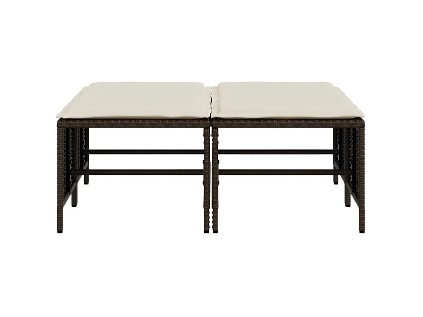 Tabourets de jardin avec coussins lot de 4 marron poly rotin