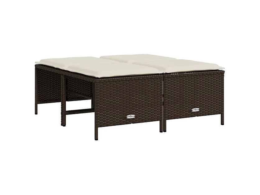 Tabourets de jardin avec coussins lot de 4 marron poly rotin
