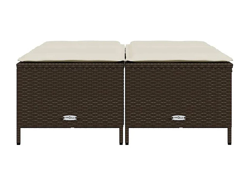 Tabourets de jardin avec coussins lot de 4 marron poly rotin