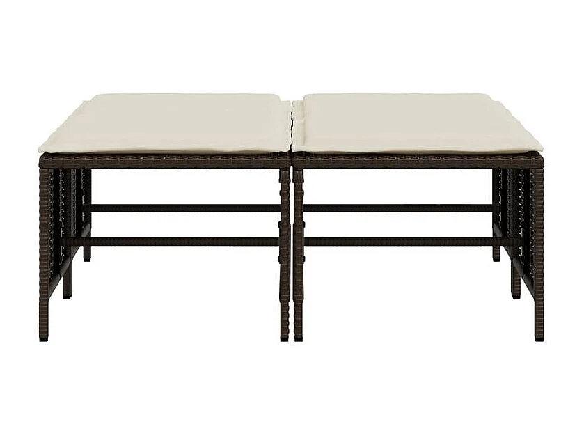 Tabourets de jardin avec coussins lot de 4 marron poly rotin