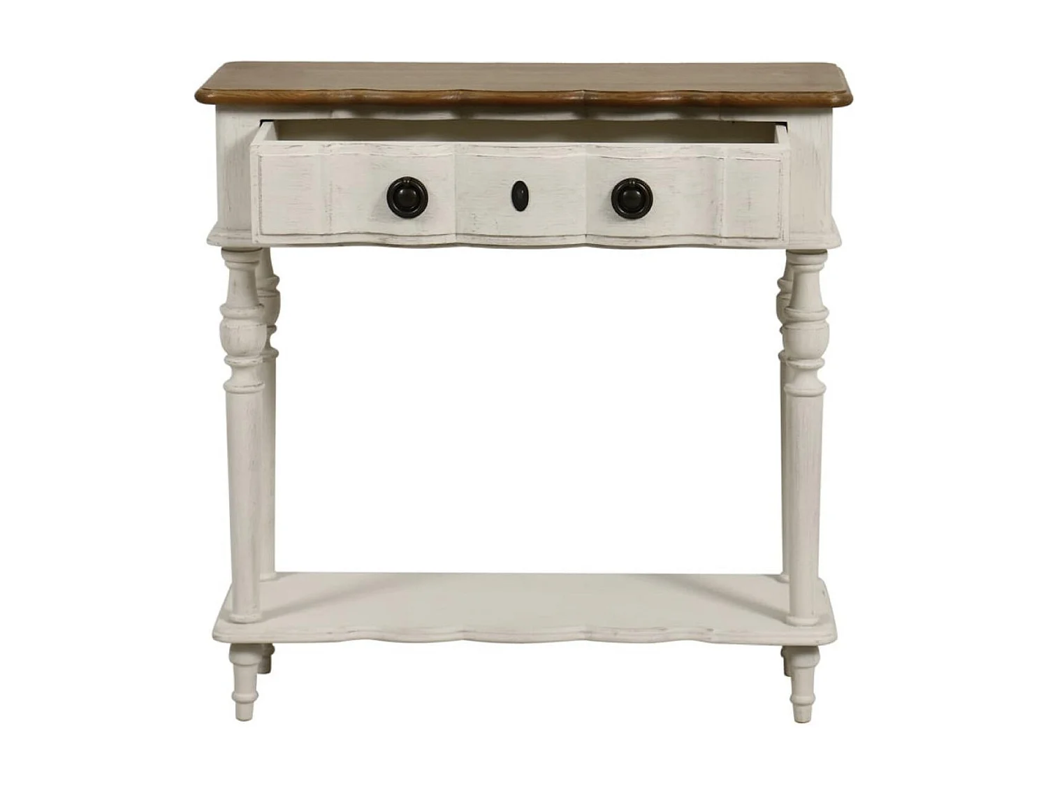 Console 1 tiroir Bois Blanc - Manoir Interior's