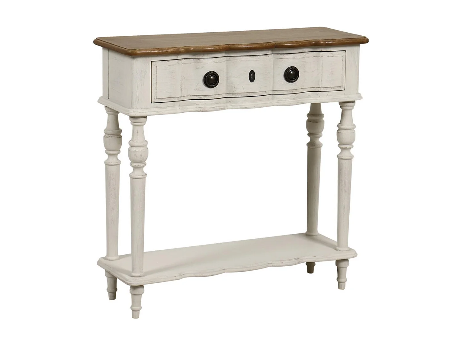 Console 1 tiroir Bois Blanc - Manoir Interior's