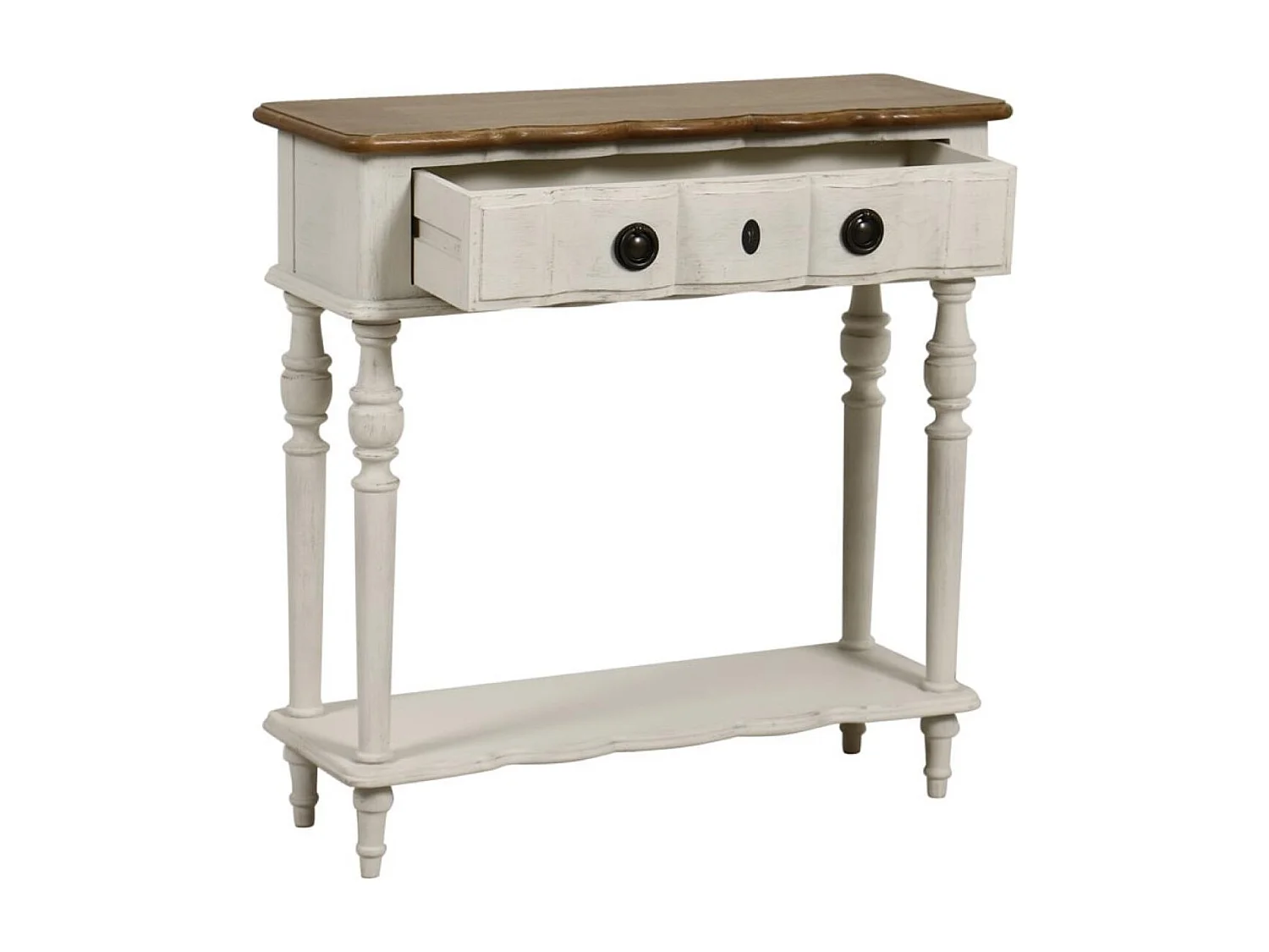 Console 1 tiroir Bois Blanc - Manoir Interior's