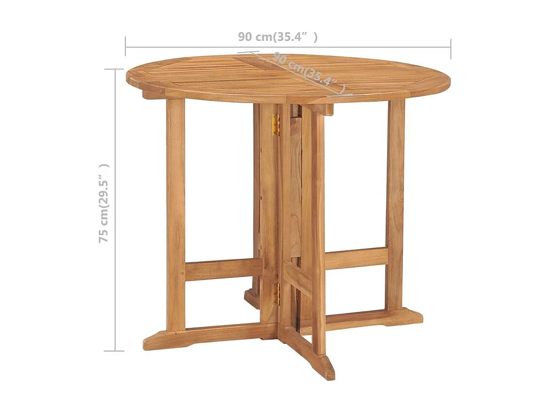 Mobilier à dîner d'extérieur pliable 5 pcs Bois solide de teck
