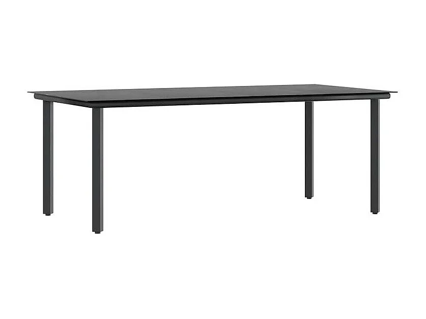 Ensemble à manger de jardin coussins 7pcs noir poly rotin verre