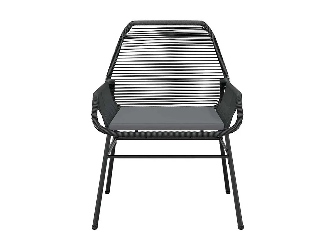 Ensemble à manger de jardin coussins 7pcs noir poly rotin verre