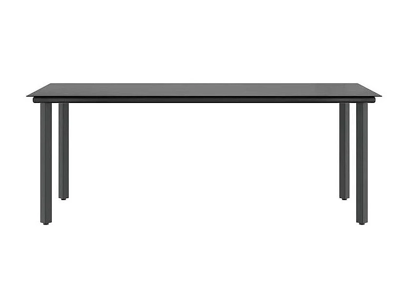 Ensemble à manger de jardin coussins 7pcs noir poly rotin verre