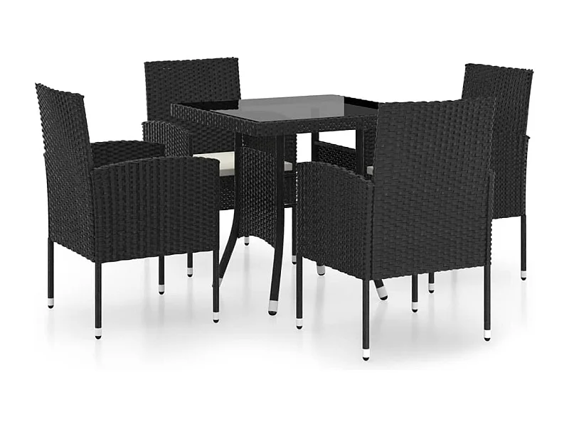 Ensemble à dîner de jardin 5 pcs Résine tressée Noir