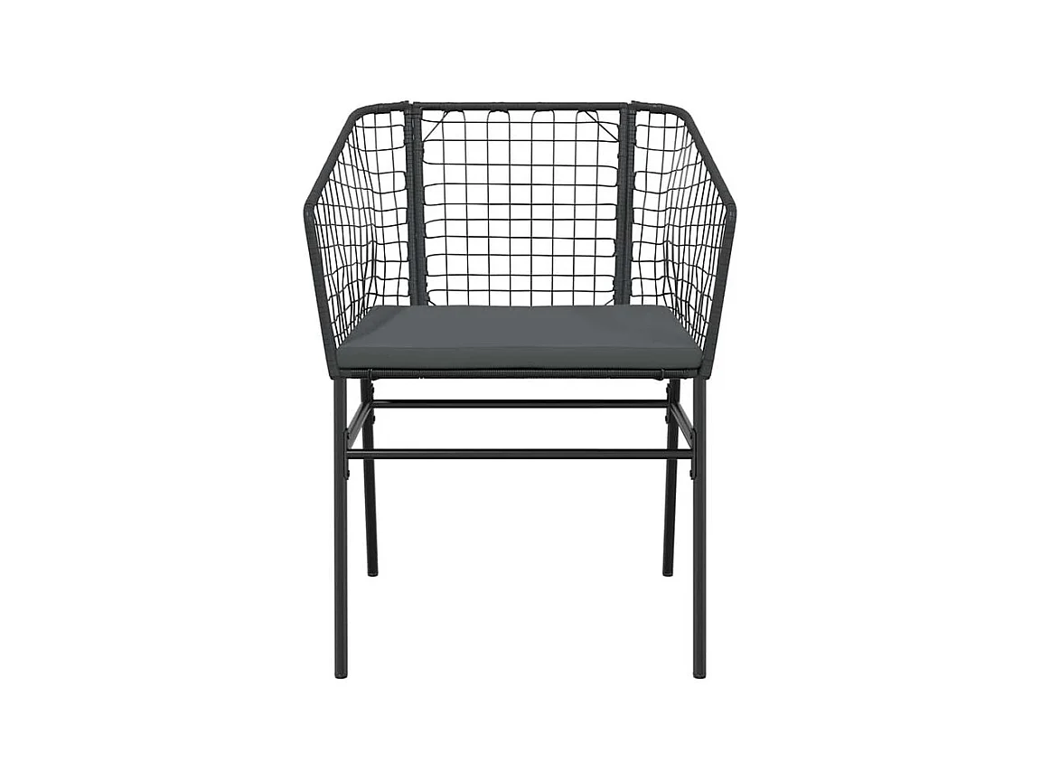 Ensemble à manger de jardin coussins 9pcs noir poly rotin verre