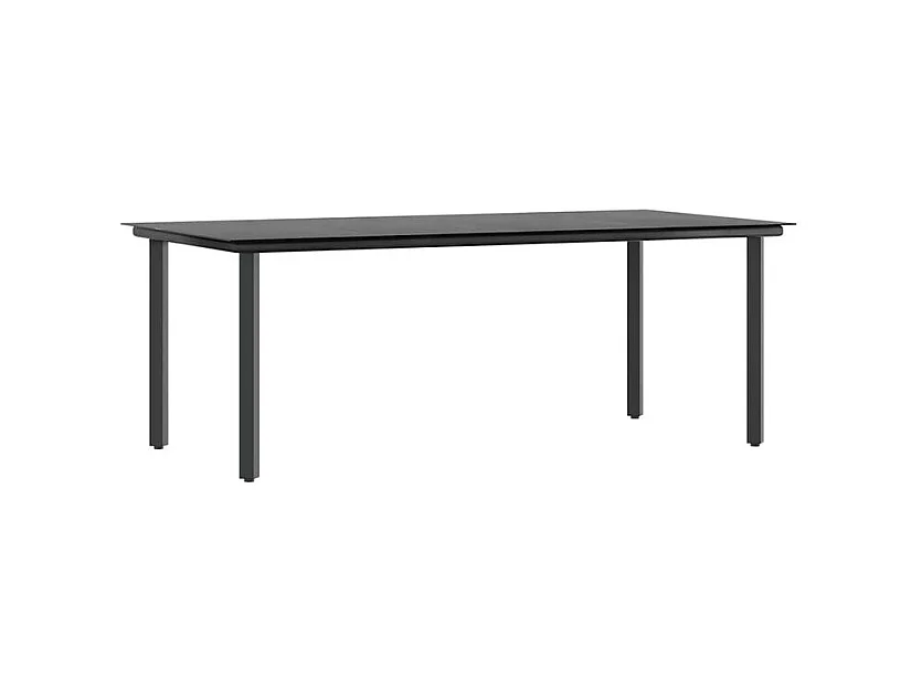 Ensemble à manger de jardin coussins 9pcs noir poly rotin verre