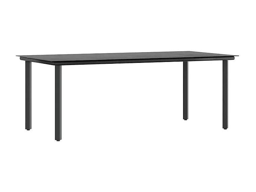 Ensemble à manger de jardin coussins 9pcs noir poly rotin verre