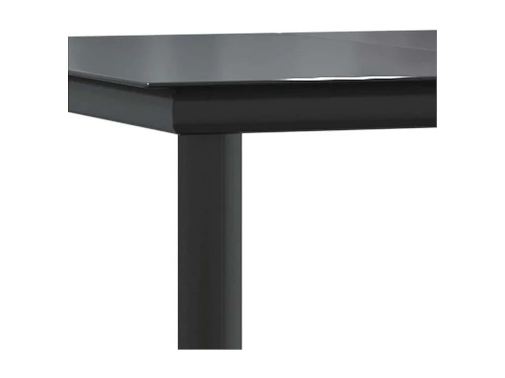 Ensemble à manger de jardin coussins 9pcs noir poly rotin verre