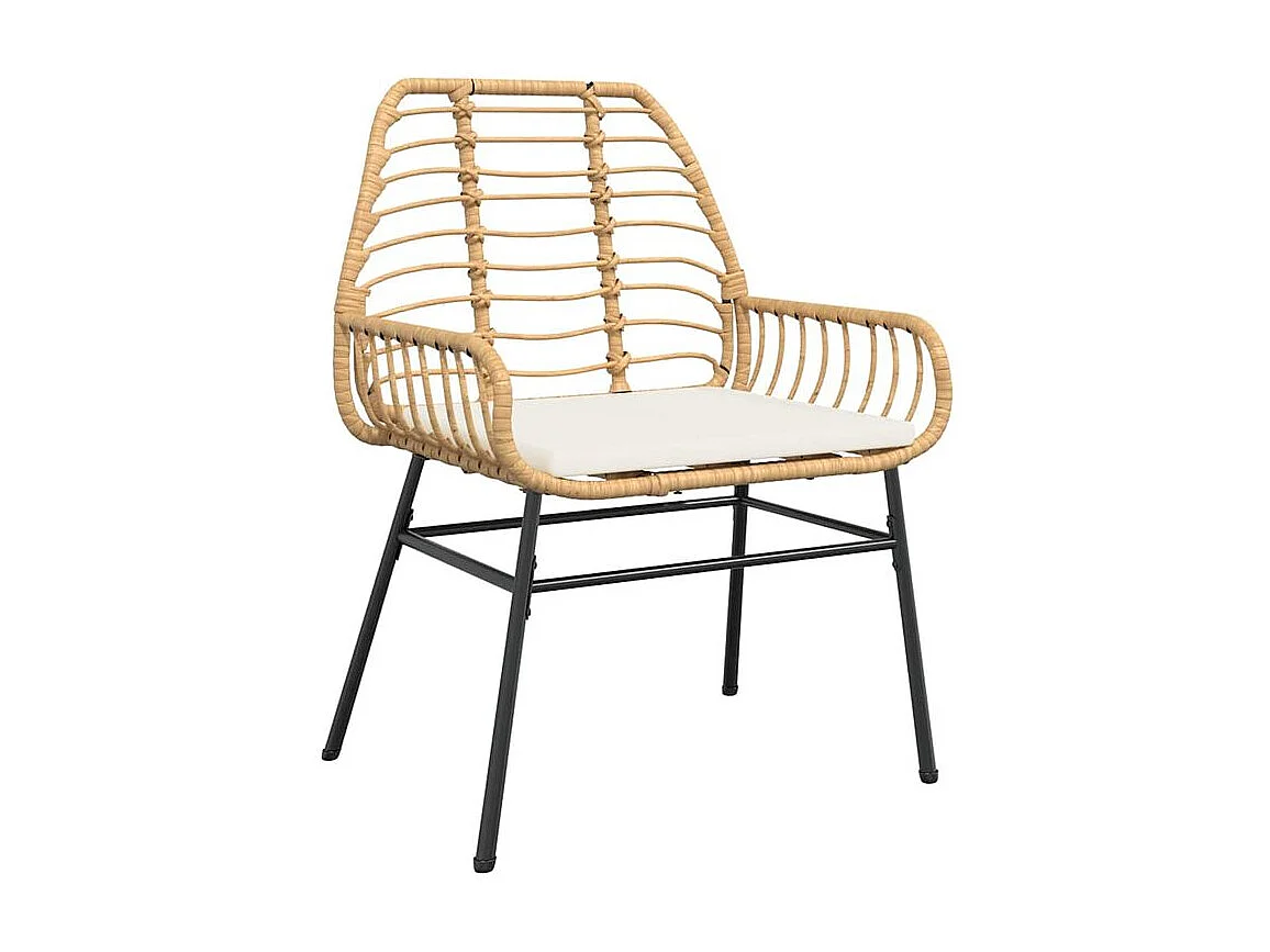 Ensemble à manger jardin coussins 9pcs marron poly rotin verre