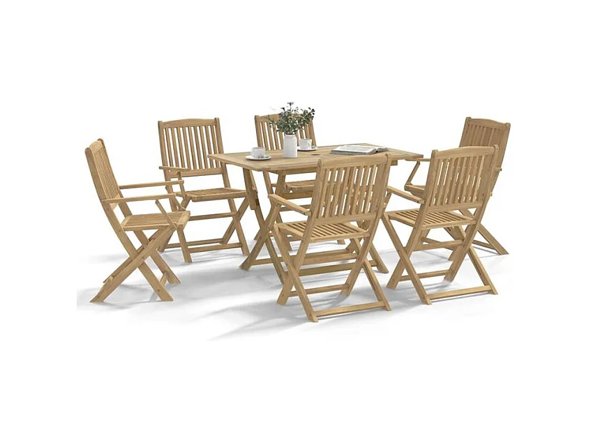 Ensemble à manger de jardin 7 pcs Bois d'acacia solide