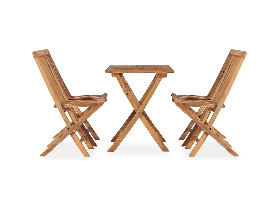 Mobilier à dîner d'extérieur pliable 5 pcs Bois solide de teck 5