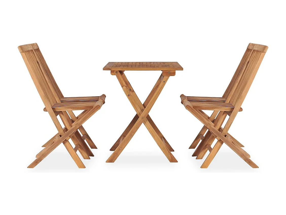 Mobilier à dîner d'extérieur pliable 5 pcs Bois solide de teck 5