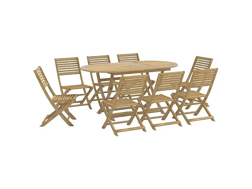 Ensemble à manger de jardin 9 pcs bois d'acacia solide