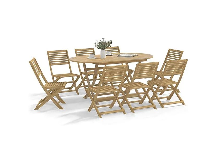 Ensemble à manger de jardin 9 pcs bois d'acacia solide