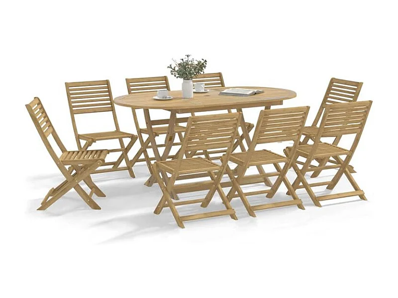 Ensemble à manger de jardin 9 pcs bois d'acacia solide