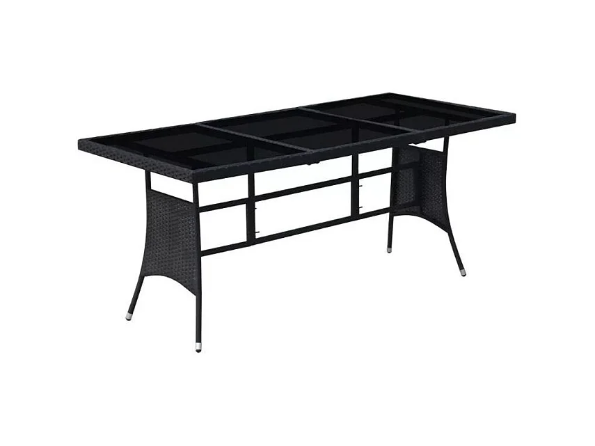 Table rectangulaire et 8 chaises de jardin résine tressée noir Kael