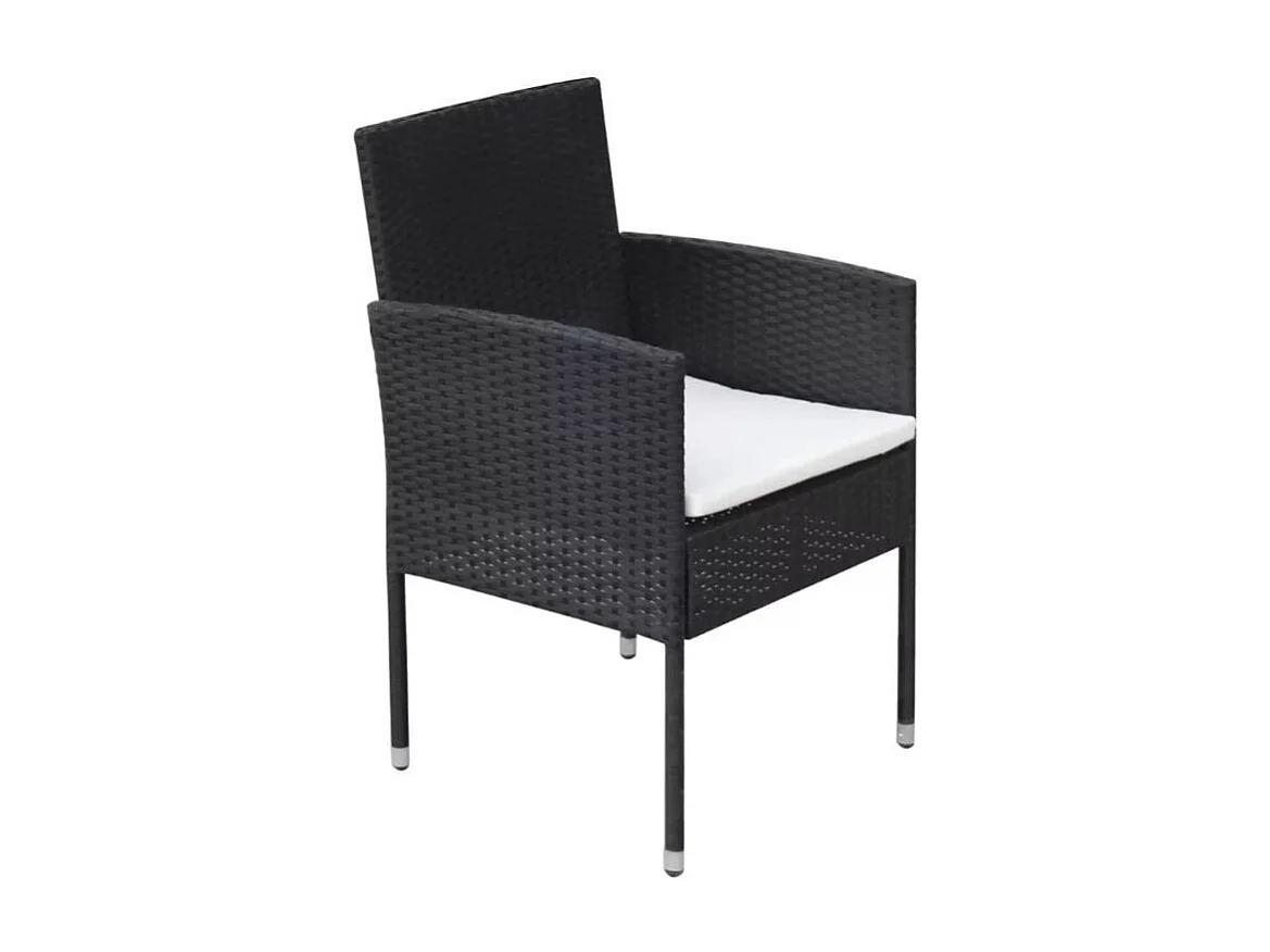 Table rectangulaire et 8 chaises de jardin résine tressée noir Kael