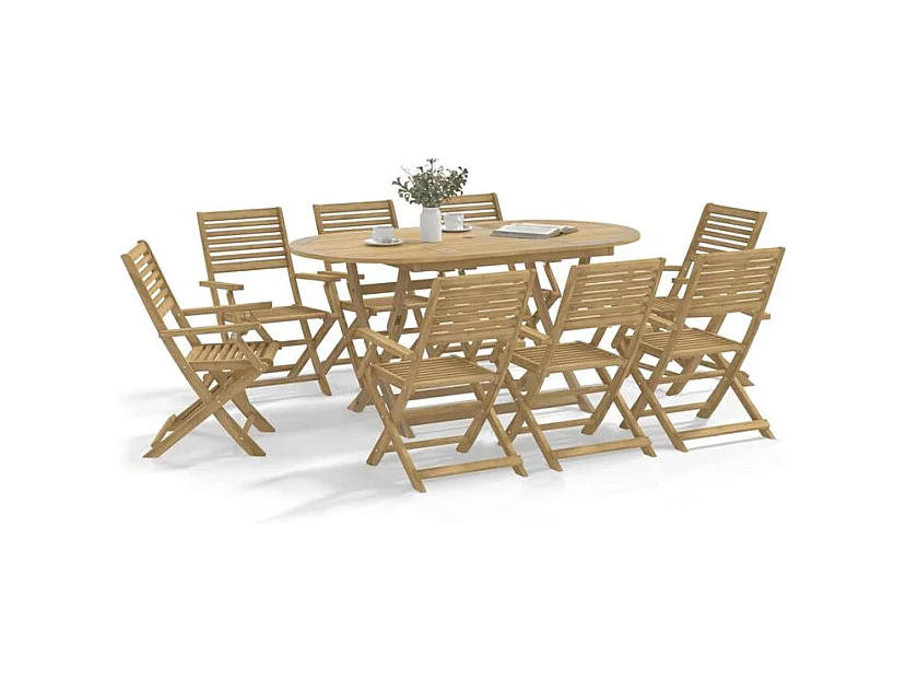 Ensemble à manger de jardin 9 pcs bois d'acacia solide