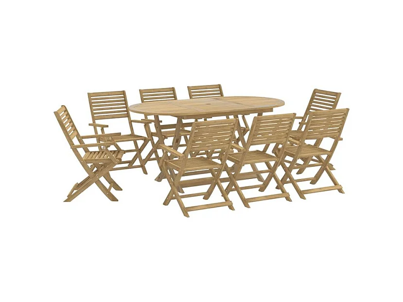 Ensemble à manger de jardin 9 pcs bois d'acacia solide