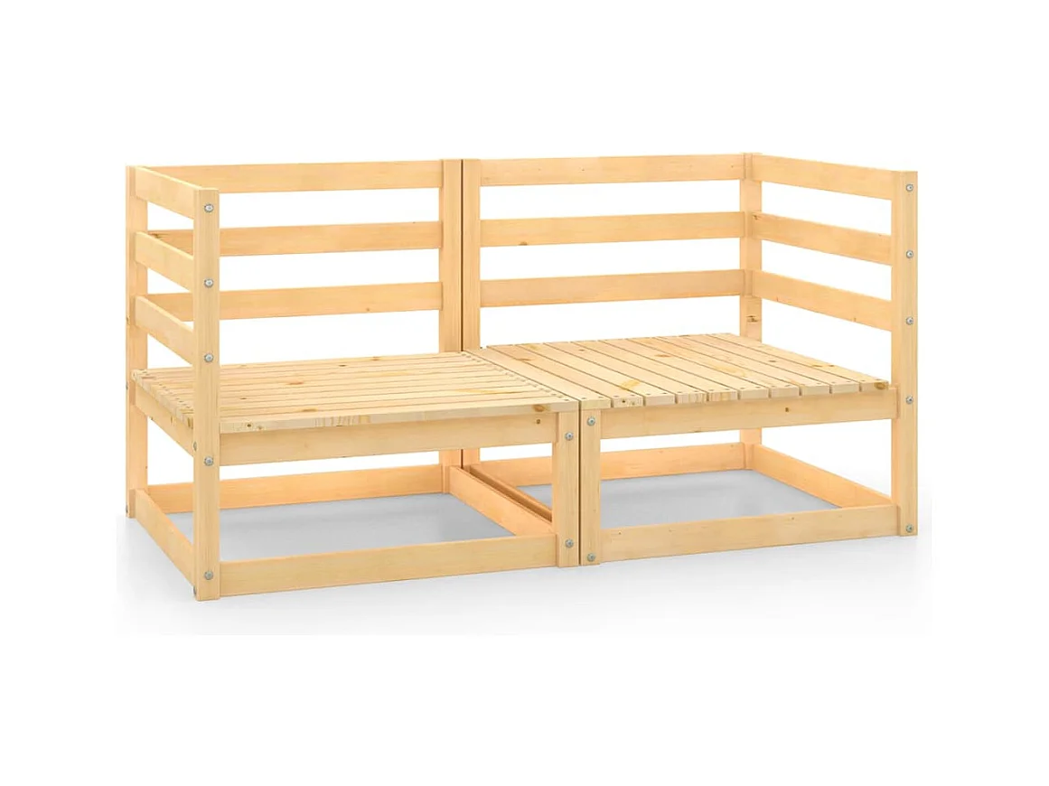 Canapés d'angle de jardin 2 pcs Bois de pin massif