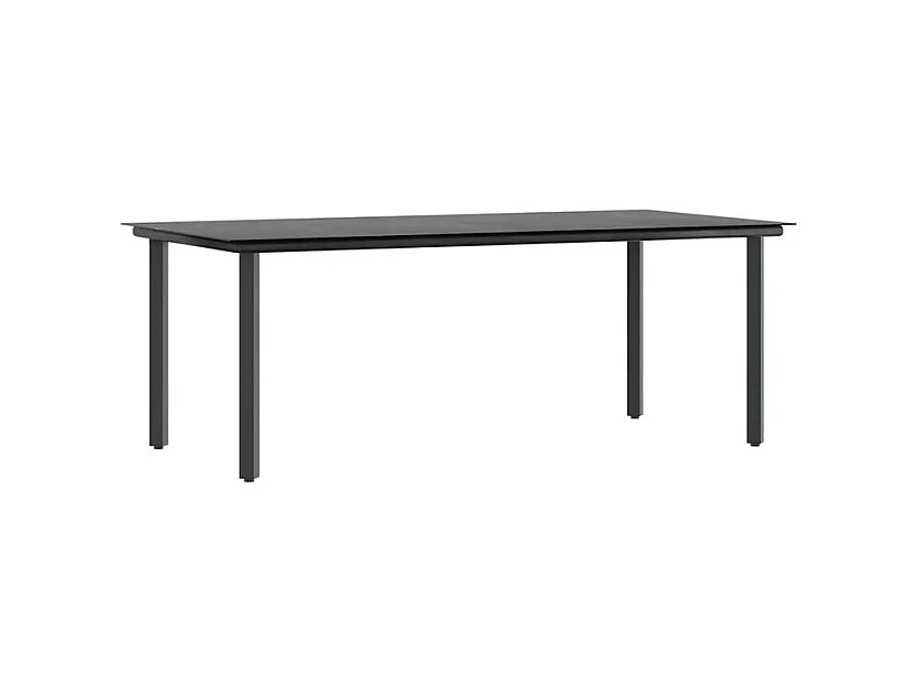 Ensemble à manger de jardin coussins 9pcs noir poly rotin verre