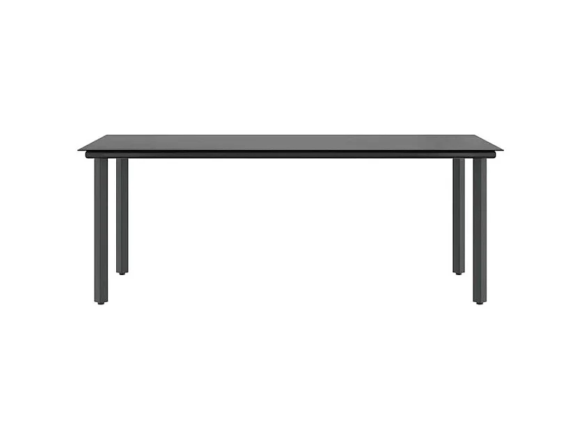 Ensemble à manger de jardin coussins 9pcs noir poly rotin verre