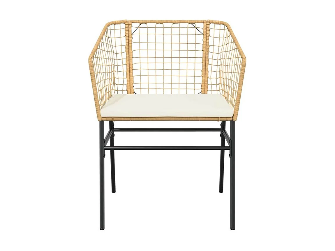 Ensemble à manger jardin coussins 9pcs marron poly rotin verre