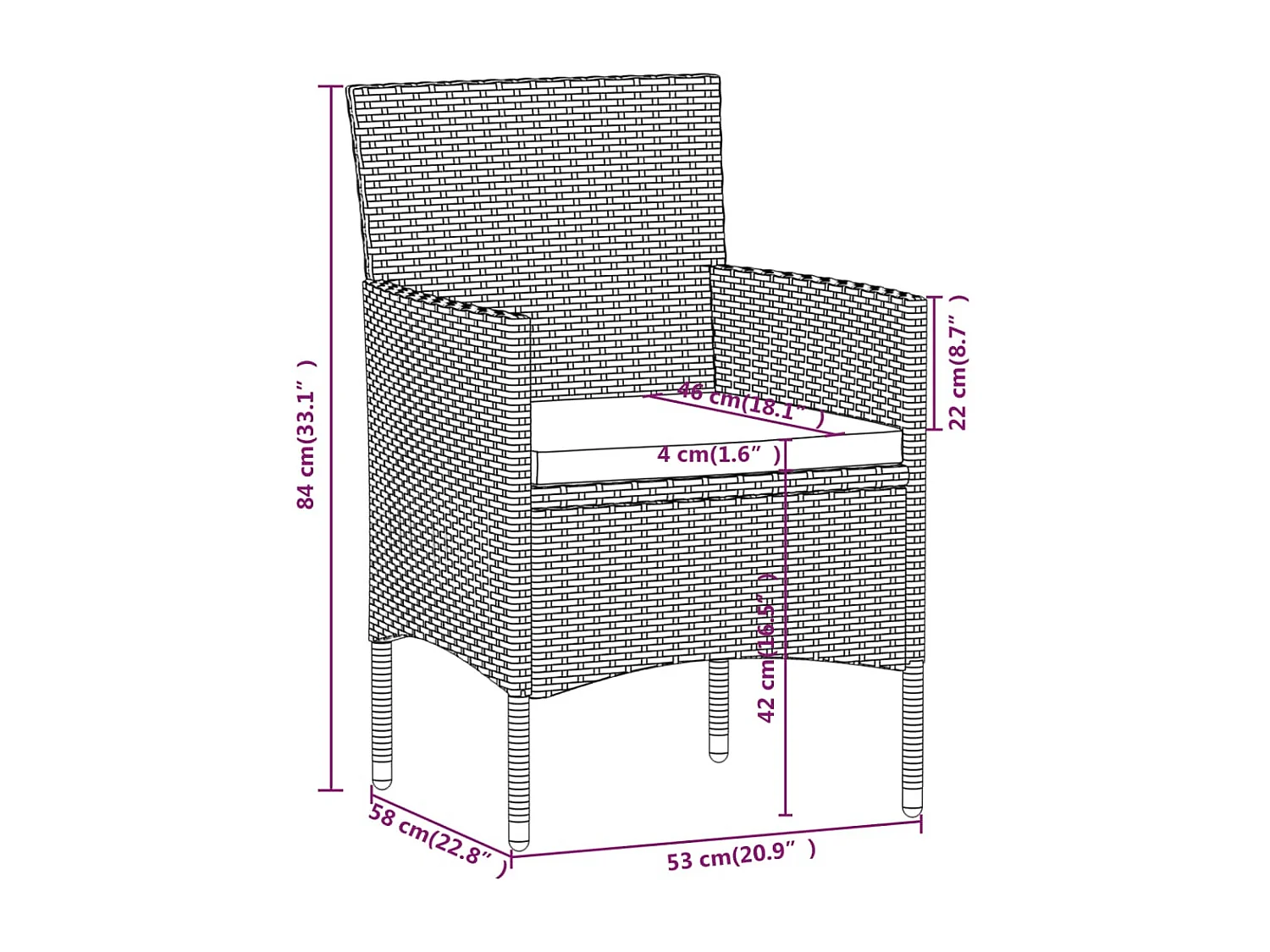 Mobilier de salle à manger de jardin coussins 7 pcs Marron-noir