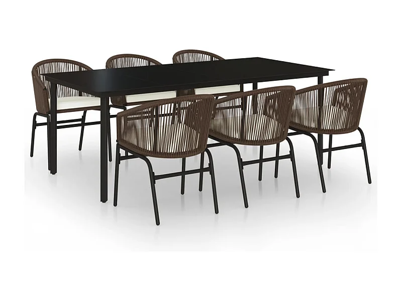 Ensemble de salle à manger de jardin 7 pcs Marron