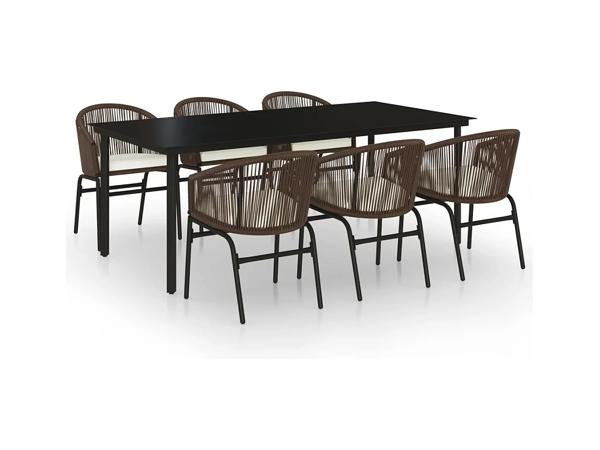 Ensemble de salle à manger de jardin 7 pcs Marron