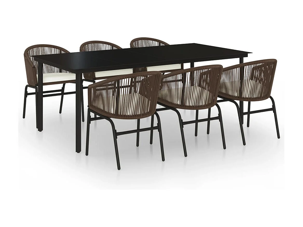 Ensemble de salle à manger de jardin 7 pcs Marron