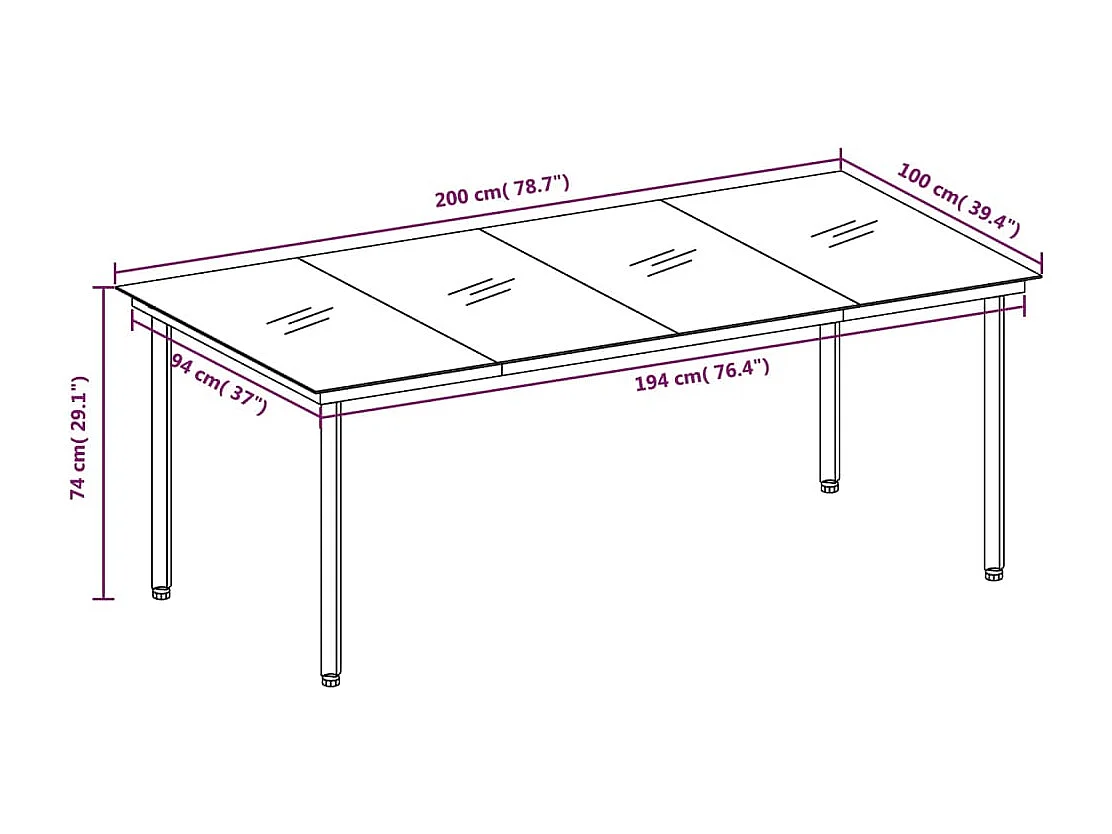 Ensemble de salle à manger de jardin 7 pcs Marron