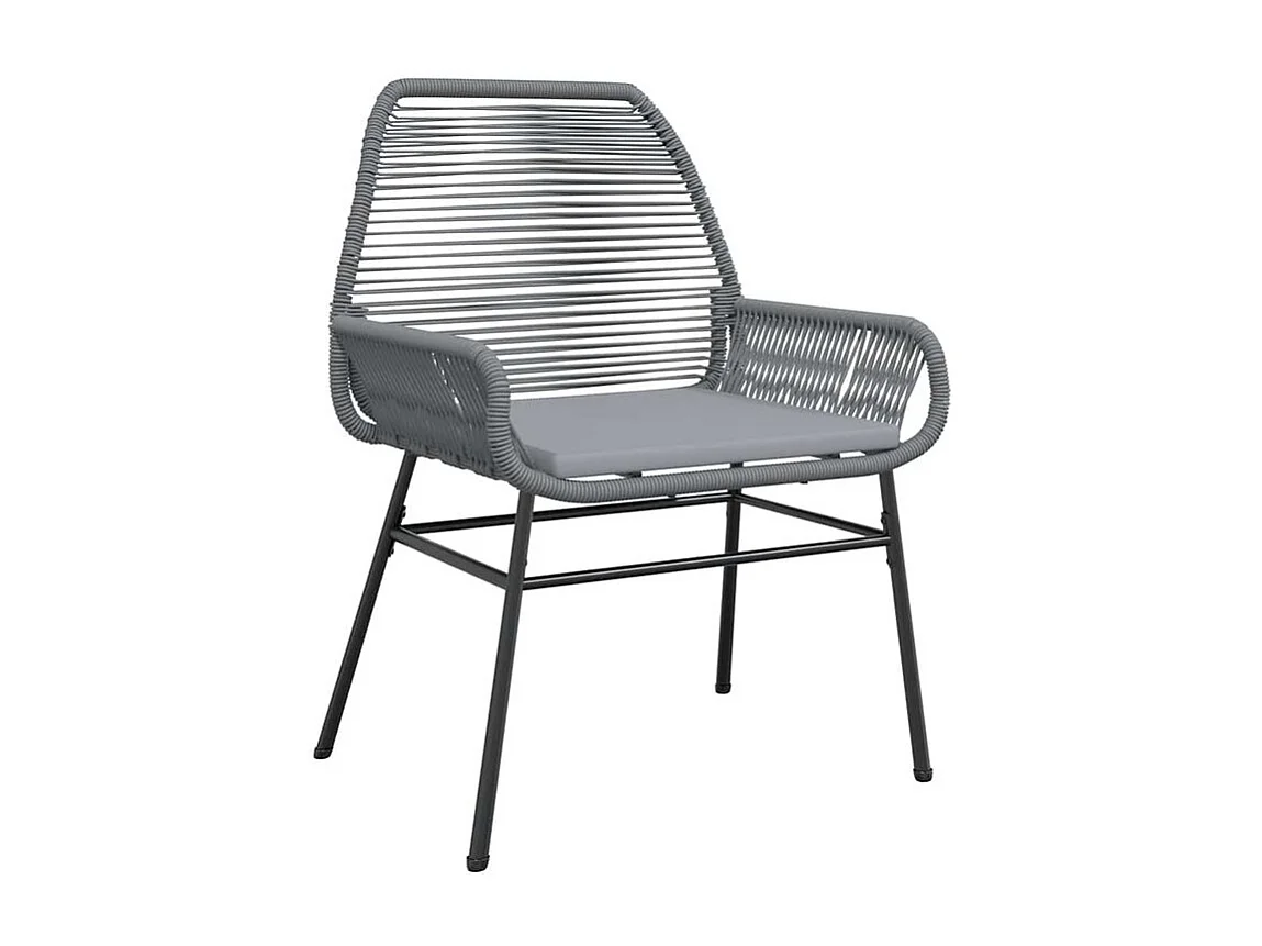 Ensemble à manger jardin coussins 7 pcs gris poly rotin verre