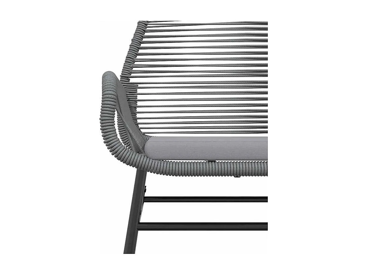 Ensemble à manger jardin coussins 7 pcs gris poly rotin verre