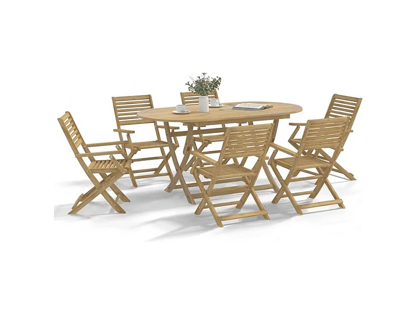 Ensemble à manger de jardin 7 pcs Bois d'acacia solide