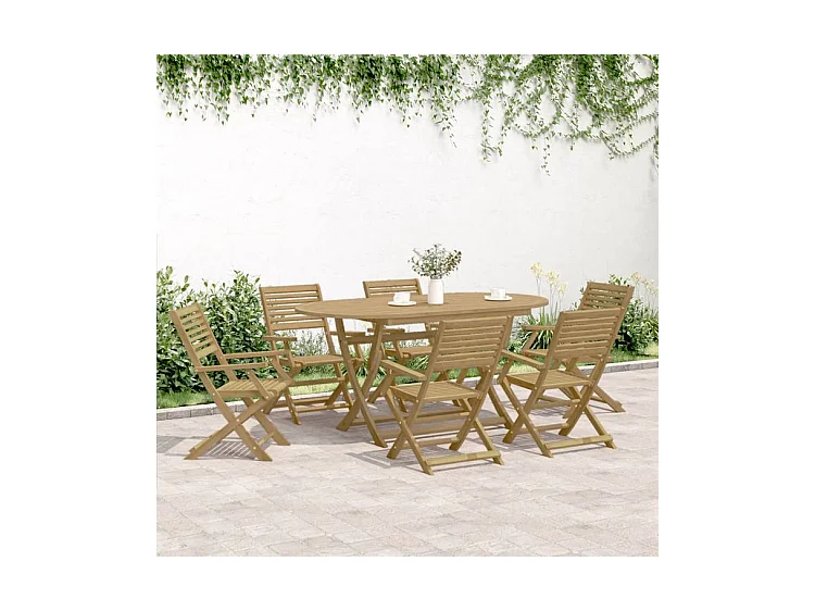 Ensemble à manger de jardin 7 pcs Bois d'acacia solide