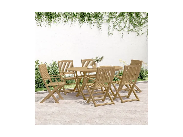 Ensemble à manger de jardin 7 pcs Bois d'acacia solide