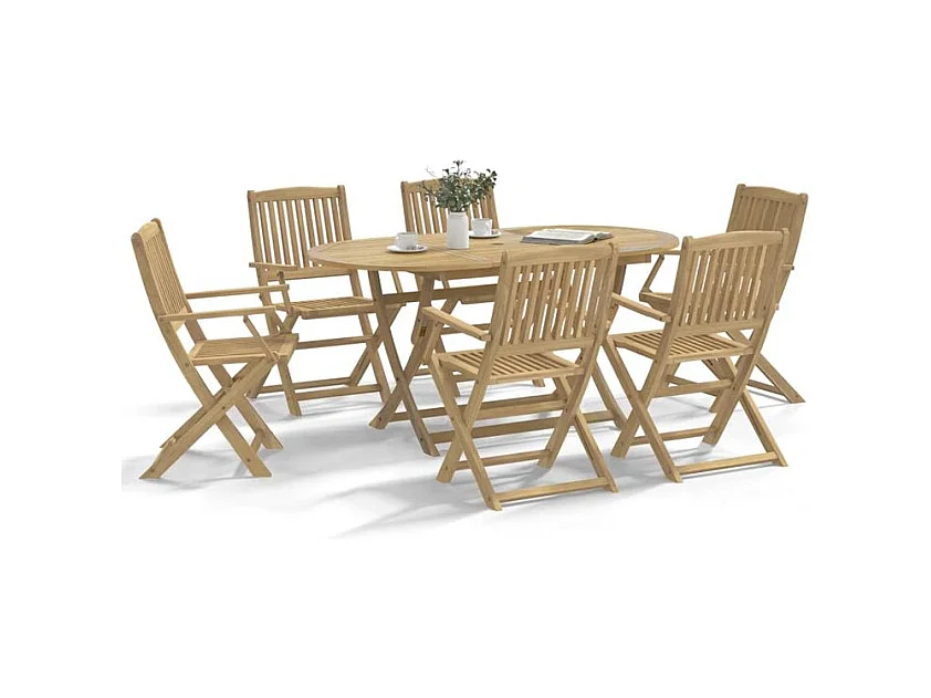 Ensemble à manger de jardin 7 pcs Bois d'acacia solide