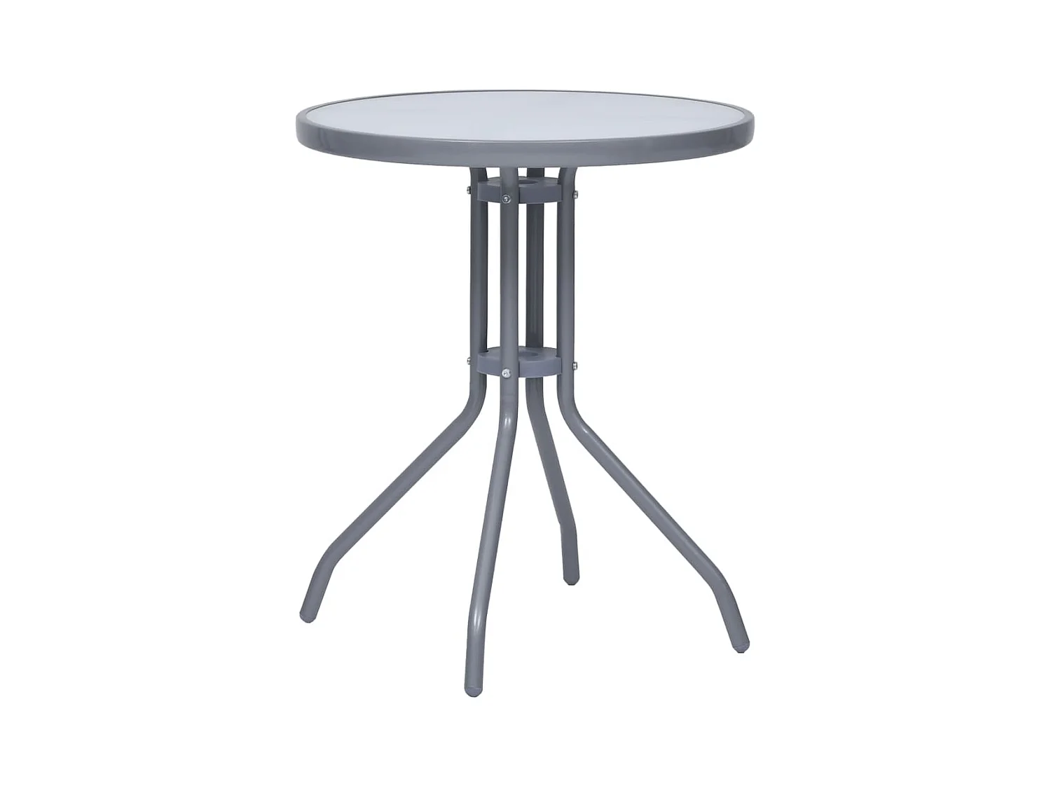 Table de jardin Gris clair 60cm Acier et verre
