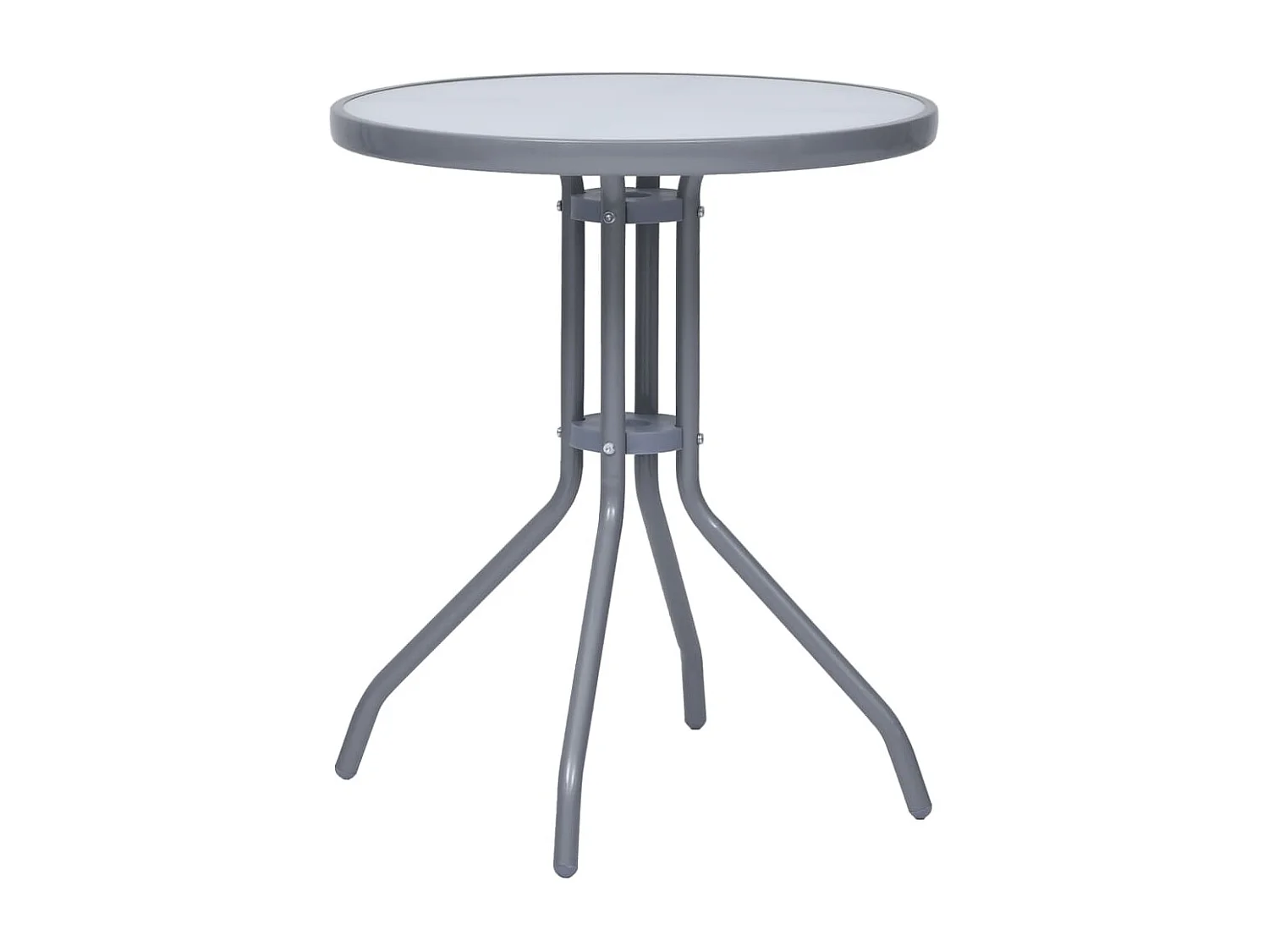 Table de jardin Gris clair 60cm Acier et verre