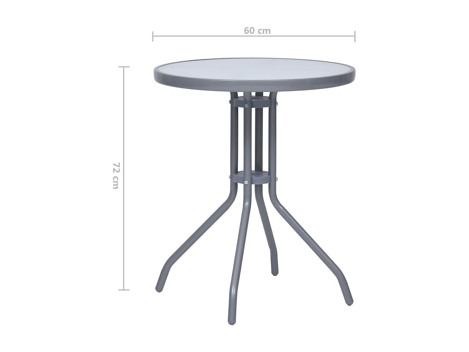 Table de jardin Gris clair 60cm Acier et verre