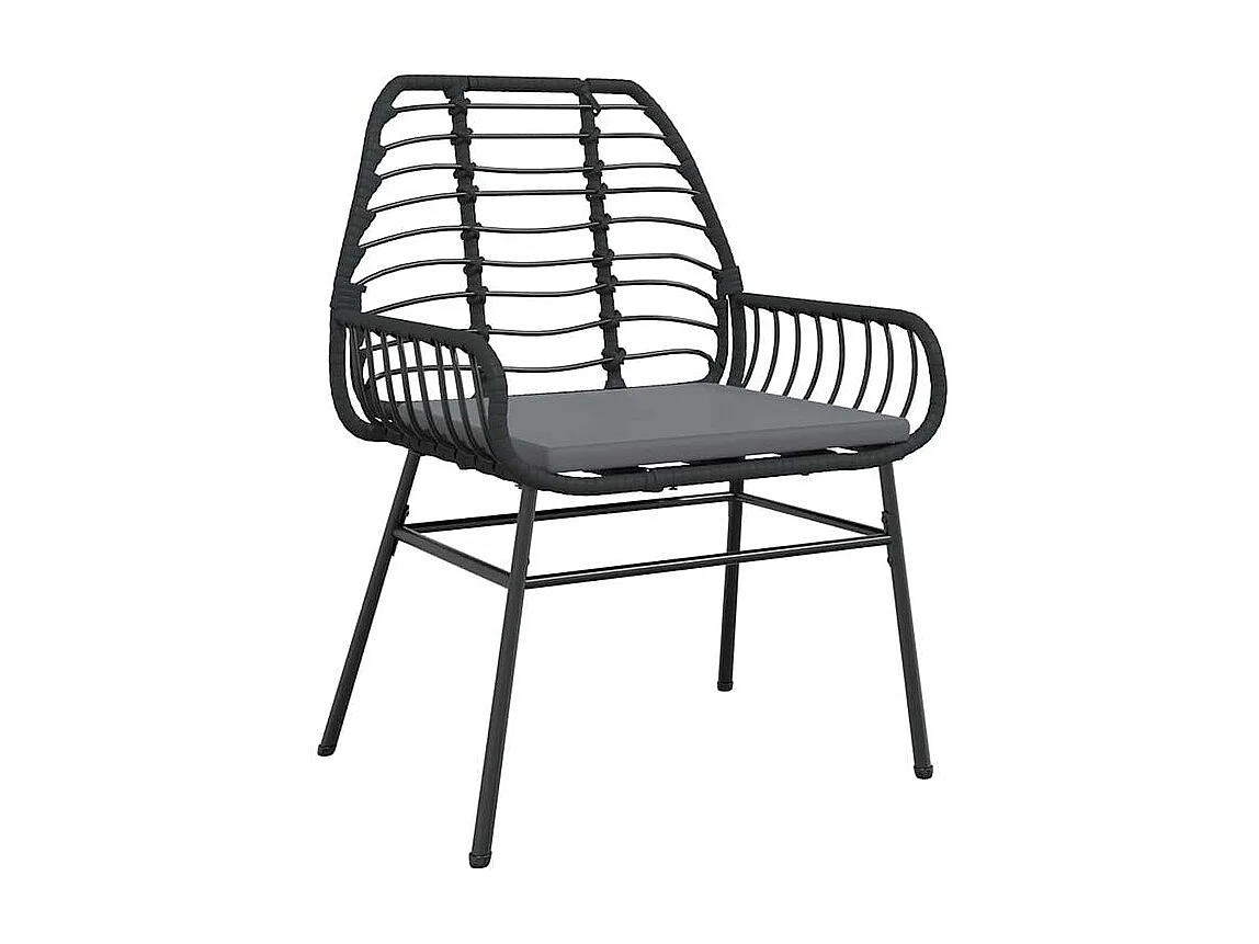 Ensemble à manger de jardin coussins 9pcs noir poly rotin verre