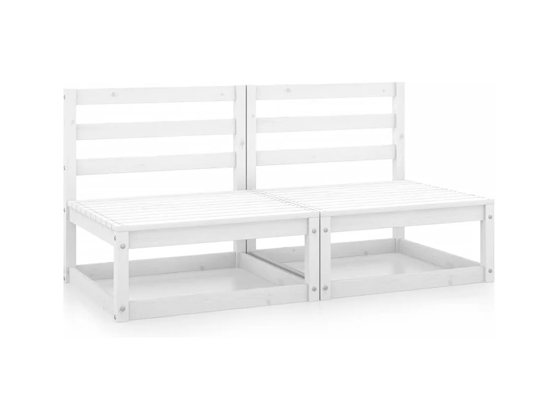 Canapés centraux de jardin 2 pcs Blanc Bois de pin massif